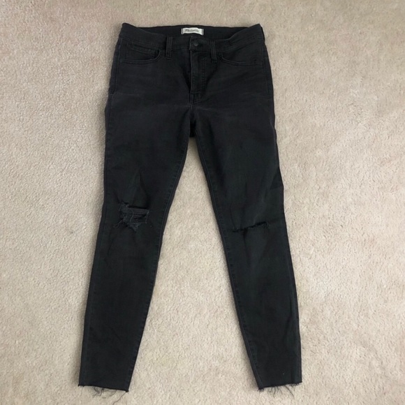 NWOT Madewell 9” Hi-Rise Distressed Black Jeans 28 - Picture 1 of 7